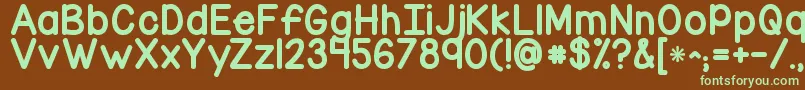 Kgcornerofthesky Font – Green Fonts on Brown Background