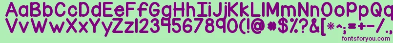 Kgcornerofthesky Font – Purple Fonts on Green Background