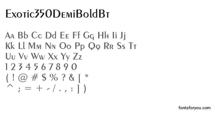 Czcionka Exotic350DemiBoldBt – alfabet, cyfry, specjalne znaki