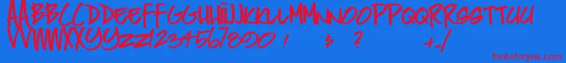 Peak Font – Red Fonts on Blue Background