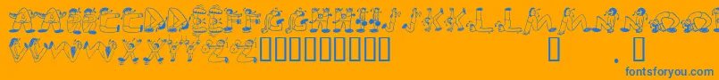 Edbsi-Schriftart – Blaue Schriften auf orangefarbenem Hintergrund