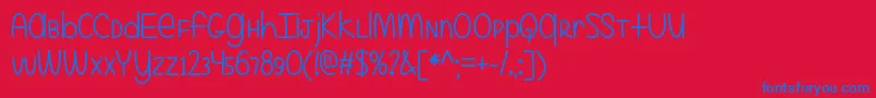 Fonte EvenMoreMixedUpOtf – fontes azuis em um fundo vermelho