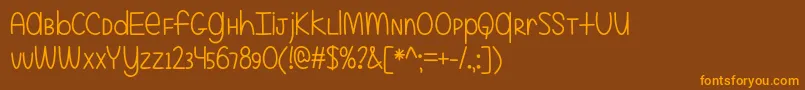 フォントEvenMoreMixedUpOtf – オレンジ色の文字が茶色の背景にあります。