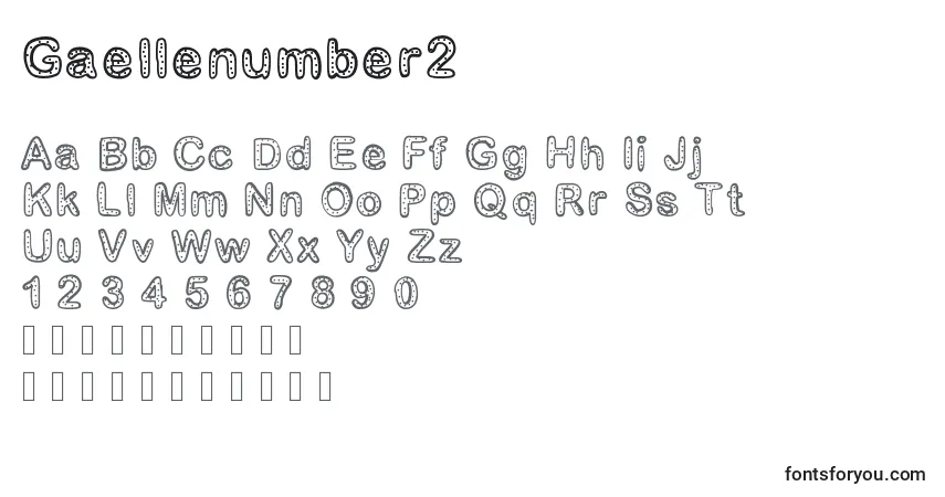 Czcionka Gaellenumber2 – alfabet, cyfry, specjalne znaki