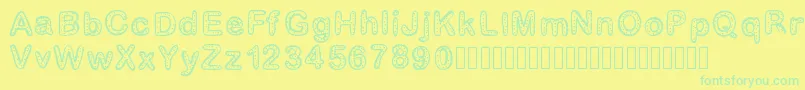 Fonte Gaellenumber2 – fontes verdes em um fundo amarelo