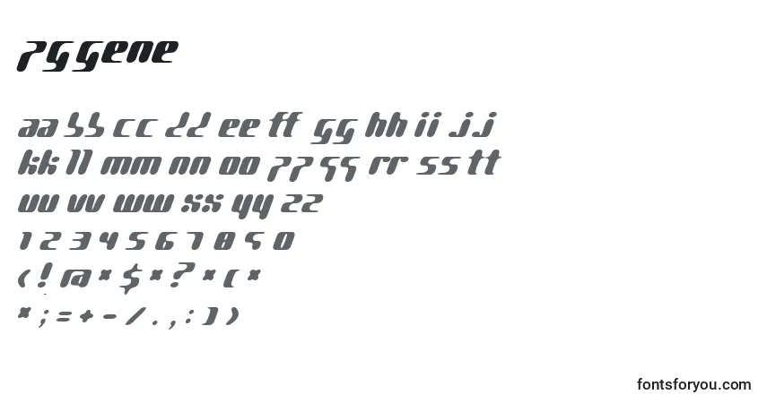 Czcionka PgGene – alfabet, cyfry, specjalne znaki