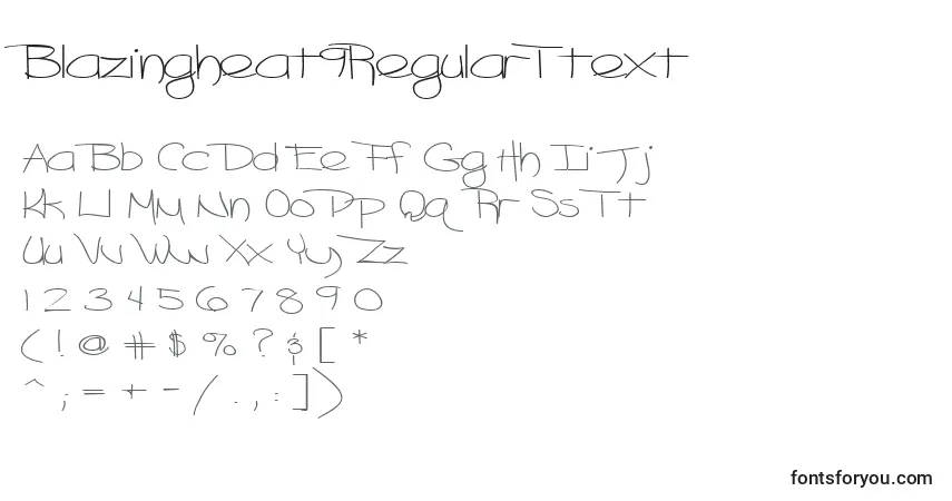 Czcionka Blazingheat9RegularTtext – alfabet, cyfry, specjalne znaki