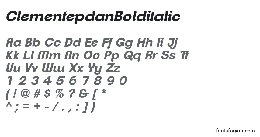 Fuente ClementepdanBolditalic - alfabeto, números, caracteres especiales