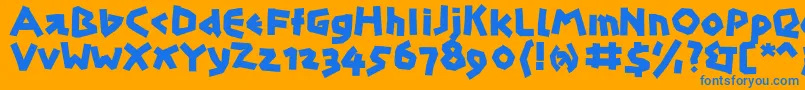 Papercuts Font – Blue Fonts on Orange Background