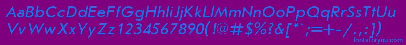 JournalsansItalicCyrillic Font – Blue Fonts on Purple Background