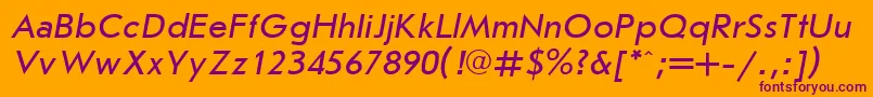 フォントJournalsansItalicCyrillic – オレンジの背景に紫のフォント