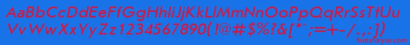 JournalsansItalicCyrillic Font – Red Fonts on Blue Background