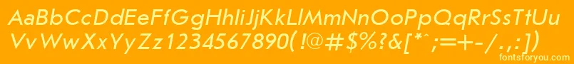 JournalsansItalicCyrillic Font – Yellow Fonts on Orange Background