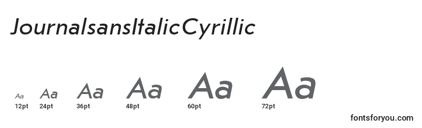 Размеры шрифта JournalsansItalicCyrillic