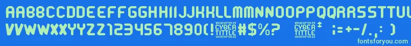 Czcionka CyberTittle – zielone czcionki na niebieskim tle