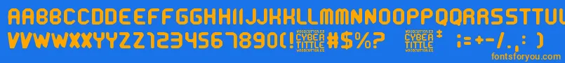 CyberTittle Font – Orange Fonts on Blue Background