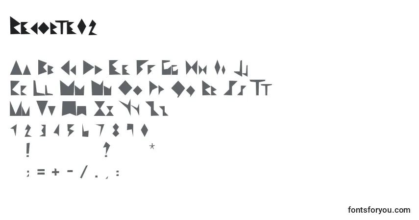 Czcionka Recorte02 – alfabet, cyfry, specjalne znaki