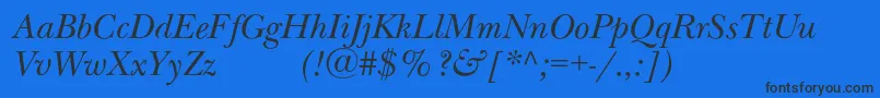 フォントNewbaskervilleexpodcItalic – 黒い文字の青い背景