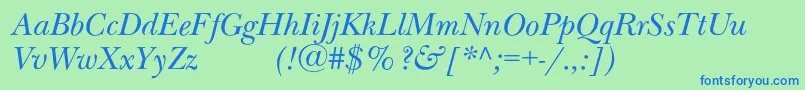NewbaskervilleexpodcItalic Font – Blue Fonts on Green Background