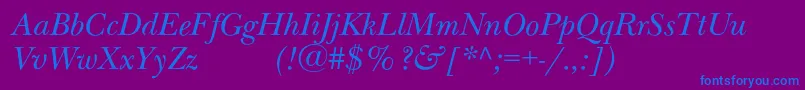 フォントNewbaskervilleexpodcItalic – 紫色の背景に青い文字