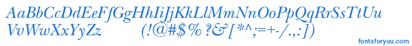 NewbaskervilleexpodcItalic-Schriftart – Blaue Schriften auf weißem Hintergrund