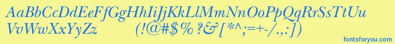 Weitere Informationen zur NewbaskervilleexpodcItalic-Schriftart NewbaskervilleexpodcItalic-Schriftart – Blaue Schriften auf gelbem Hintergrund