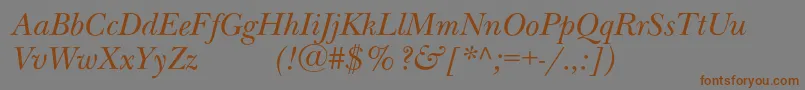 Saiba mais sobre a fonte NewbaskervilleexpodcItalic Fonte NewbaskervilleexpodcItalic – fontes marrons em um fundo cinza