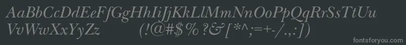 フォントNewbaskervilleexpodcItalic – 黒い背景に灰色の文字