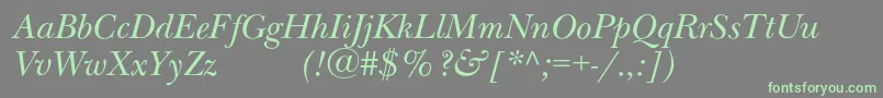 NewbaskervilleexpodcItalic-fontti – vihreät fontit harmaalla taustalla