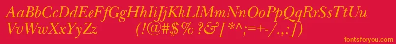 NewbaskervilleexpodcItalic Font – Orange Fonts on Red Background