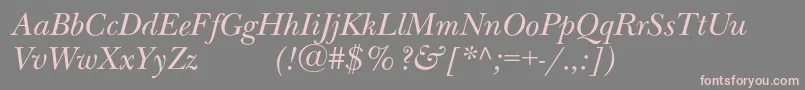 フォントNewbaskervilleexpodcItalic – 灰色の背景にピンクのフォント