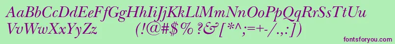 NewbaskervilleexpodcItalic Font – Purple Fonts on Green Background