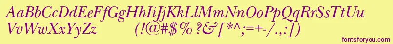 NewbaskervilleexpodcItalic Font – Purple Fonts on Yellow Background