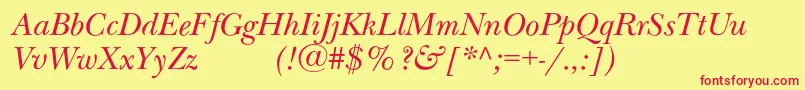 NewbaskervilleexpodcItalic Font – Red Fonts on Yellow Background