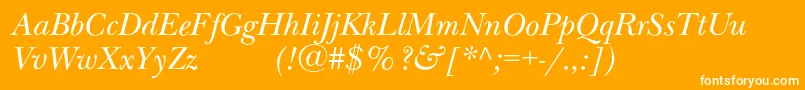 Шрифт NewbaskervilleexpodcItalic – белые шрифты на оранжевом фоне