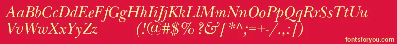 NewbaskervilleexpodcItalic-fontti – keltaiset fontit punaisella taustalla