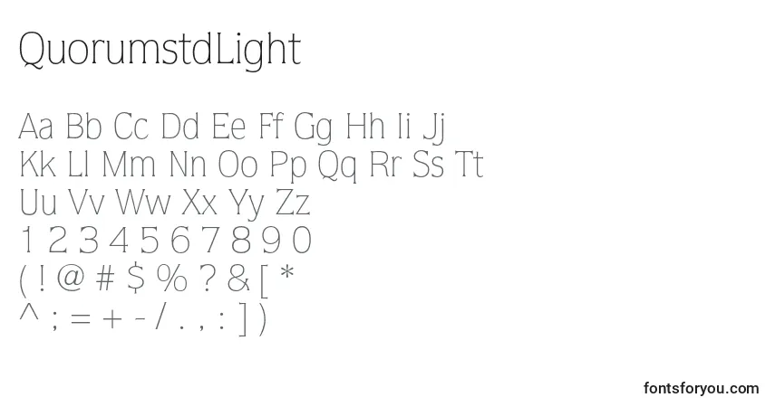 Czcionka QuorumstdLight – alfabet, cyfry, specjalne znaki