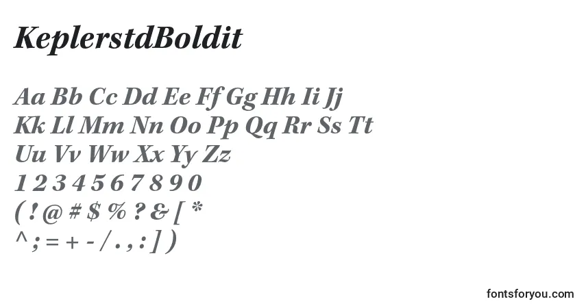 Czcionka KeplerstdBoldit – alfabet, cyfry, specjalne znaki