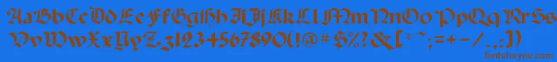 フォントBallistaDisplayScriptSsi – 茶色の文字が青い背景にあります。