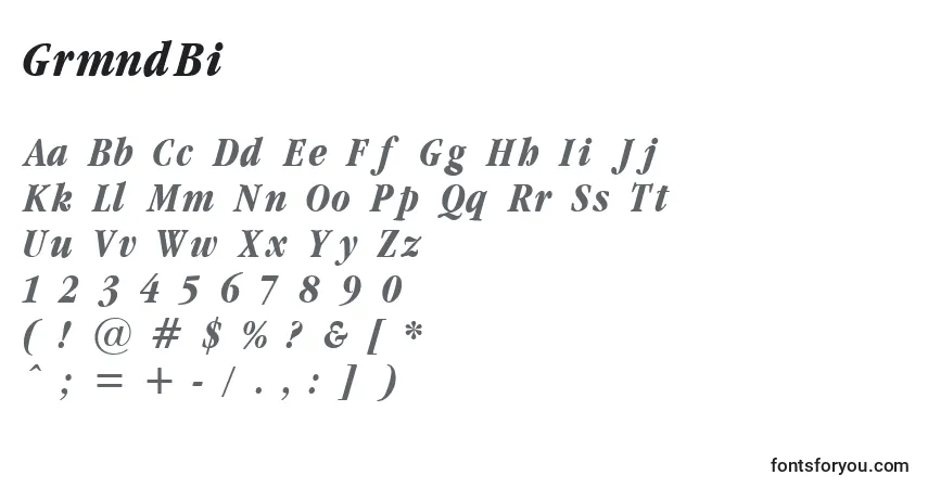 A fonte GrmndBi – alfabeto, números, caracteres especiais