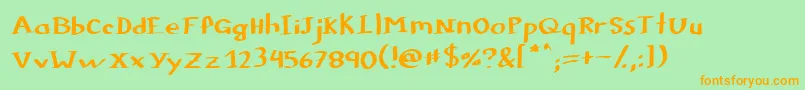 Colophon Font – Orange Fonts on Green Background