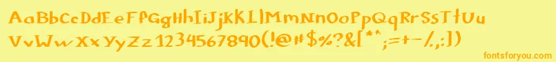 Colophon Font – Orange Fonts on Yellow Background