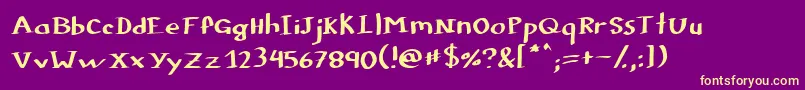 Colophon Font – Yellow Fonts on Purple Background