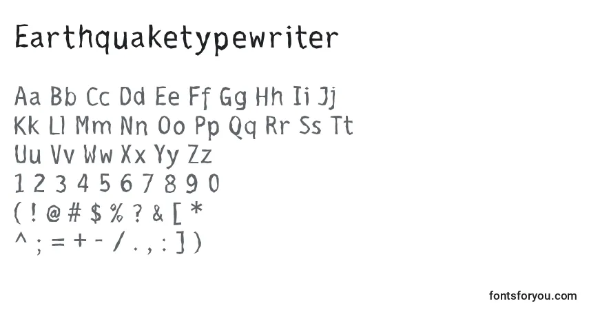 A fonte Earthquaketypewriter – alfabeto, números, caracteres especiais