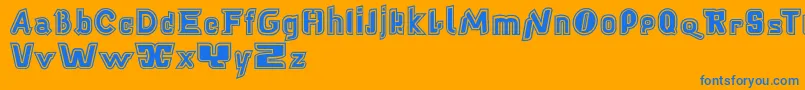 Babelfishcontour-Schriftart – Blaue Schriften auf orangefarbenem Hintergrund