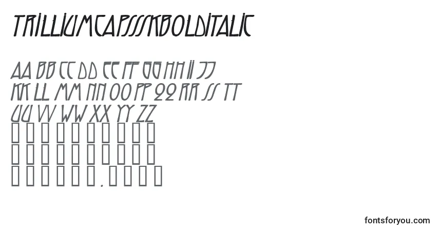Fuente TrilliumcapssskBolditalic - alfabeto, números, caracteres especiales