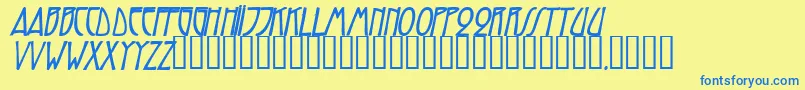 TrilliumcapssskBolditalic Font – Blue Fonts on Yellow Background