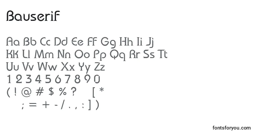 Schriftart Bauserif – Alphabet, Zahlen, spezielle Symbole