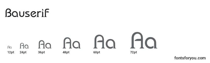 Размеры шрифта Bauserif