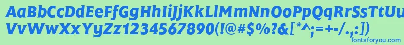 FrascatiMediumItalic-Schriftart – Blaue Schriften auf grünem Hintergrund